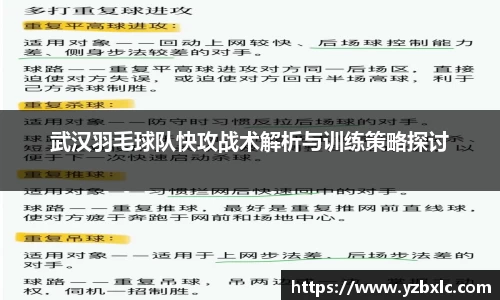 武汉羽毛球队快攻战术解析与训练策略探讨