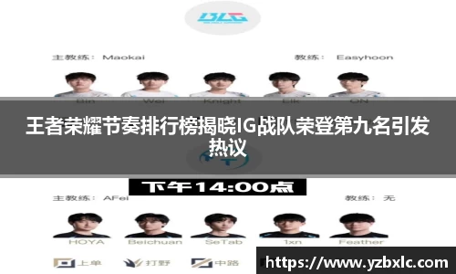 王者荣耀节奏排行榜揭晓IG战队荣登第九名引发热议